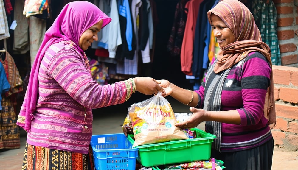 People exchanging items through the Borrow Nepal platform People exchanging items through the Borrow Nepal platform